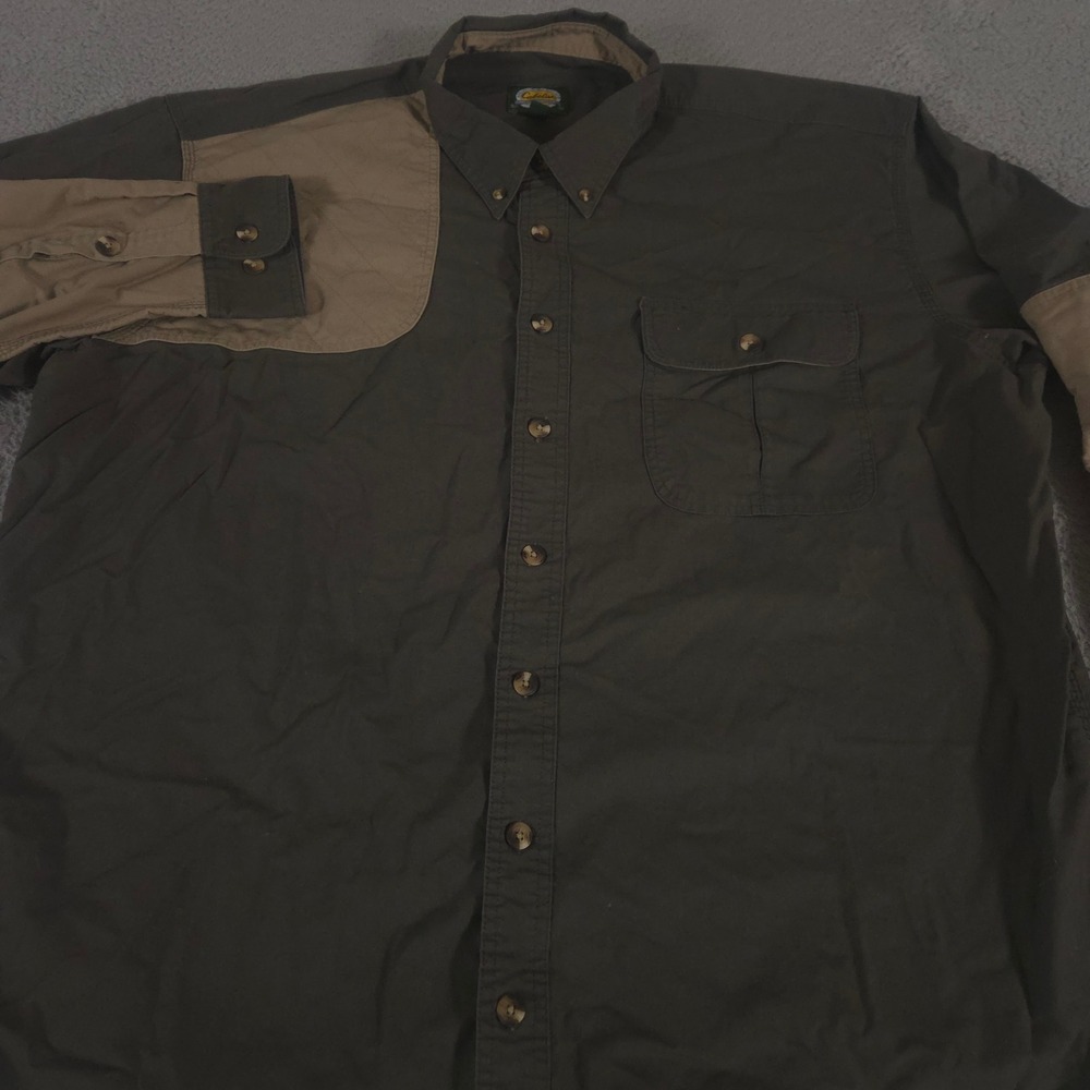 Cabelas Shirt Mens 2XL Tall Charcoal Classic Shooting Cotton Padded Shoulder